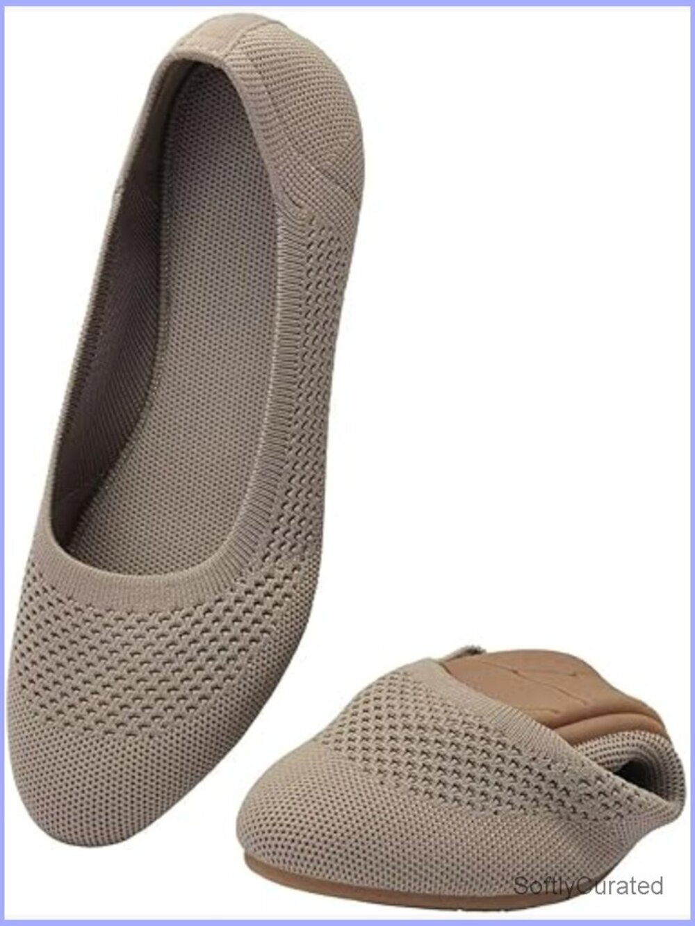 Women's Knit Ballet Flats Slip On Walking Shoes Round Toe Casual